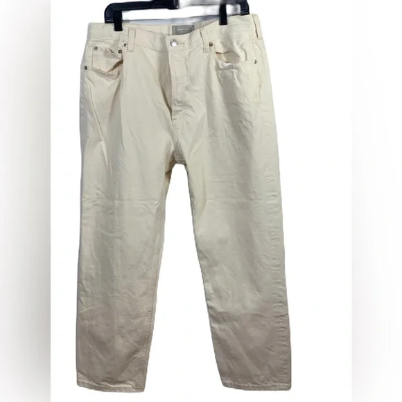 Everlane Womens Ecru Beige Jeans Size 32 The Rigid Slouch Organic Cotton EUC. - Picture 1 of 6